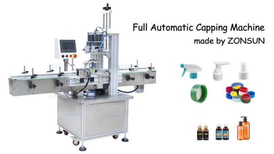 Zonesun Neumático Plástico Cuadrado Redondo Botellas de vidrio Desinfectante de manos Tornillo Máquina automática de tapado de botellas